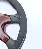 Чохол на кермо для вантажівок, автобуса, буса, газель, уаз, LT, T5, і т. п. King KSW-2778-1-BK/GR-XL, фото 5