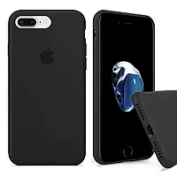 Чехол Silicone Case Full Cover iPhone 7 Plus / iPhone 8 Plus Black с микрофиброй. Высокое качество.