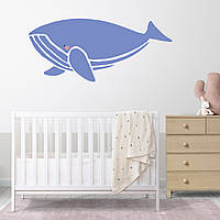 Виниловая интерьерная наклейка декор на стену и обои в детскую комнату "Большой кит" с оракала
