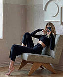 Жіночий костюм двійка однотоний модал Fashion чорний, фото 6