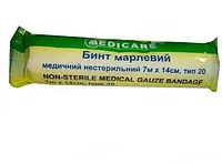 Бинт марлевий медичний Medicare нестерильний 7 м х 14 см, тип 20