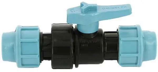 Кран кульовий затискний компресійний ПЕ 40х40 UNIDELTA, фото 1