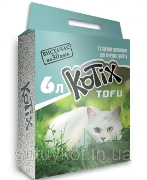 KOTIX TOFU Classic Котикс ТОФУ соєвий наповнювач для котів без аромату, 6 л