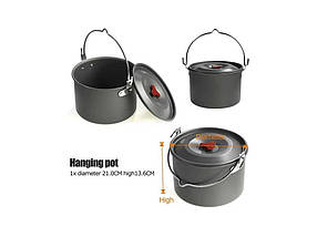 Набір туристичного посуду Cooking Set DS-309 матеріал твердий оксид алюмінію, фото 6