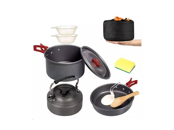 Комплект похідного посуду для туриста Cooking А723 для відпочинку на природі або подорожі, фото 1