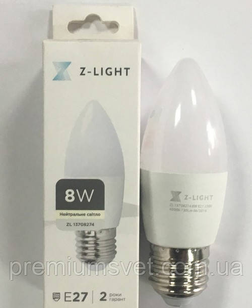 Світлод. лампа LED C37 E27 8Вт 4000К Z-Light ZL13708274 (1002), фото 1