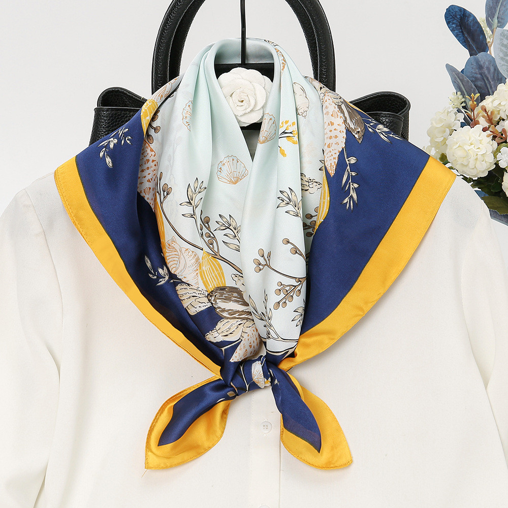 Женский Платок Каре Шелковый Сине-голубой 70*70 См на Голову, Плечи ...