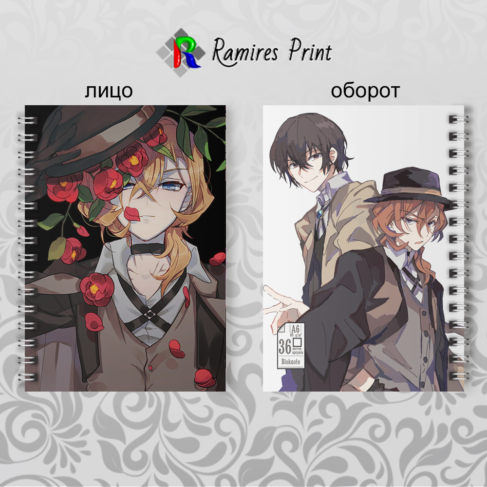 Блокнот на пружині 36 чистих аркушів Bungou Stray Dogs 02