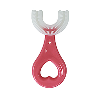 Детская U-образная зубная щётка-капа (розовая)