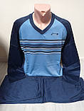 Чоловіча піжама тепла з начосом Батал Угорщина 50-56 розміри синя сіра, фото 2