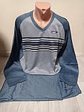 Чоловіча піжама тепла з начосом Батал Угорщина 50-56 розміри синя сіра, фото 5