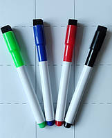 Маркеры для магнитной доски со встроенной губкой и магнитом на колпачке, набор 4 цвета