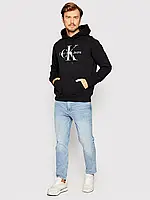 Толстовка чоловіча з капюшоном "Calvin Klein", худі з кишенею кенгуру кельвін кляйн
