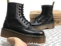 Ботинки женские Dr Martens JADON черные, Доктор Мартинс ЖАДОН натуральная кожа, прошиты. код KD-12344