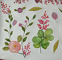 Вінілові наклейка на стіну, вікна, шафа-купе "пташка і літні квіти з метеликами" 55см*170см (лист 60*90см), фото 2