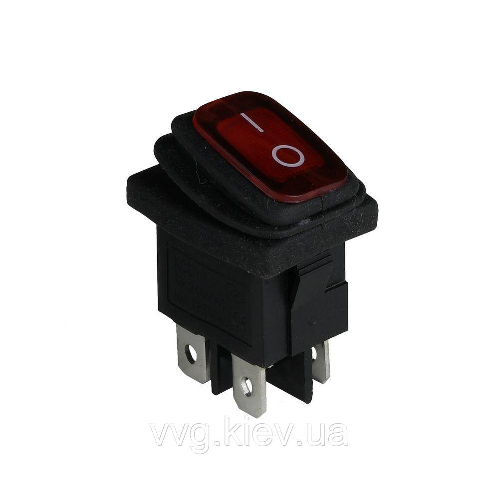 Клавішний перемикач ENERGIO KCD1-4-201WN Rd/Bk ON-OFF 1 клавіша з підсвіткою IP65