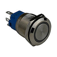 Кнопка металева ENERGIO TYJ19-371 з підсвіткою з фіксацією 220В червона NO+NC (TYJ19-371R)