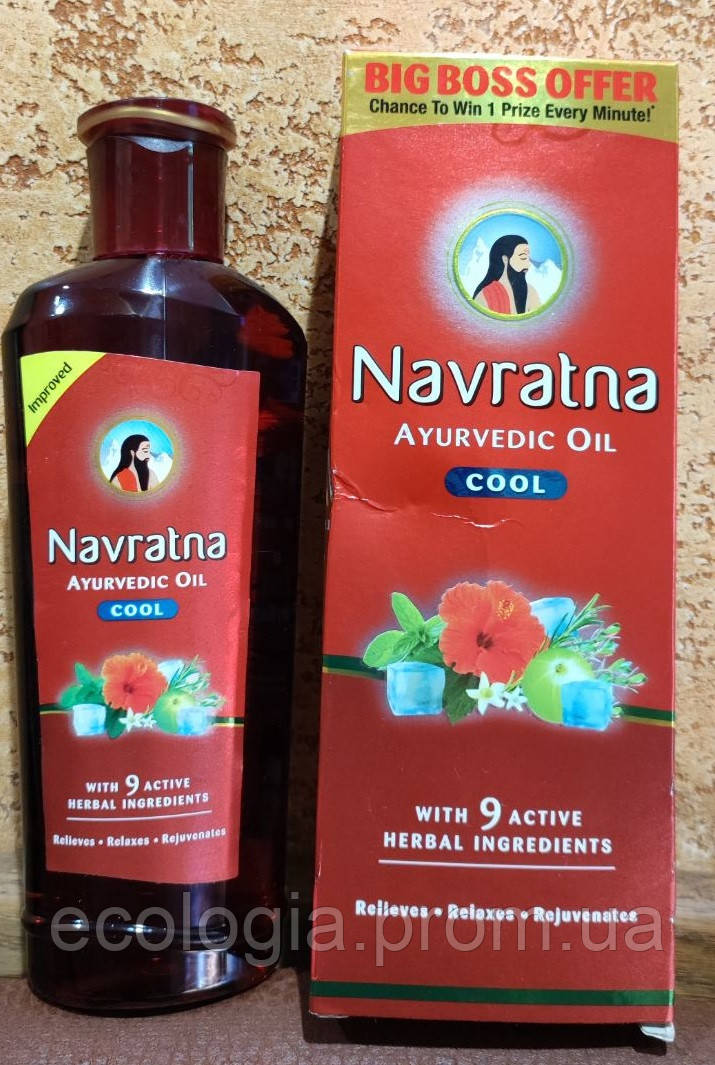 Масло Навратна 200 мл Navratna cool Hair Oil Для головы От выпадения волос Для массажа тела, мышц и суставов - фото 1 - id-p1677440714