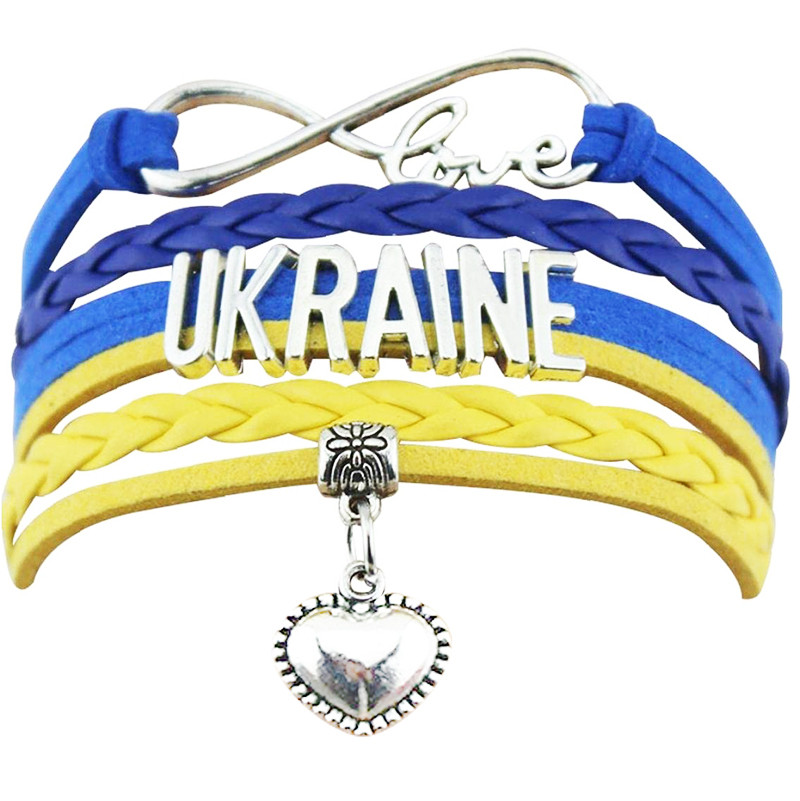 Браслет синьо-жовтий ,.патріотичний шкірянийй браслет Україна ,українська символіка