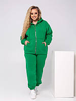 Теплый прогулочный спортивный костюм трехнитка на флисе Зеленый