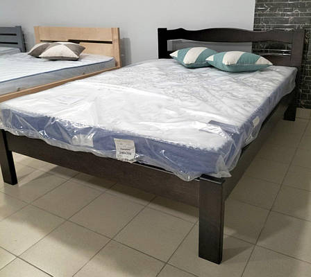 Ліжко з масиву вільхи Брітні RoomerIN, колір горіх / темний горіх, фото 1