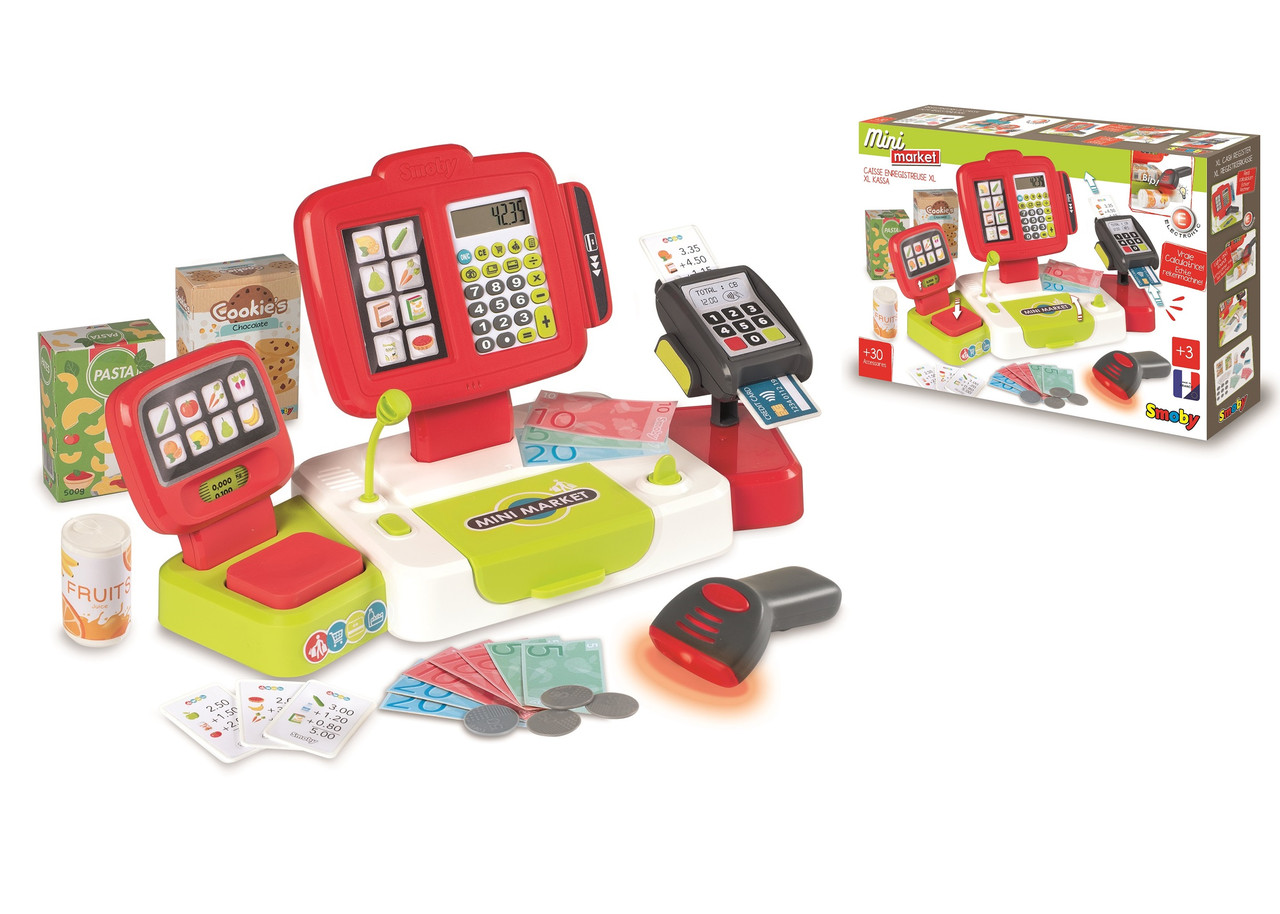 Детская электронная касса Smoby со сканером, терминалом и весами, красная, 3+ | 350111 - фото 6 - id-p1677535083