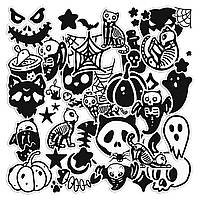 Набор виниловых наклеек (стикеров) от Lex Altern (Кошачий скелет, хэллоуин, милый мертвец, череп, тыква,