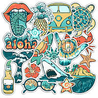 Набор виниловых наклеек (стикеров) от Lex Altern (Алоха Гавайи, ленее, подводный мир, морской, акула,