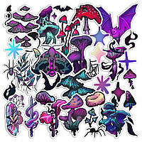 Набор виниловых наклеек (стикеров) от Lex Altern (Волшебные грибы, магический мир, моль, ночная бабочка,