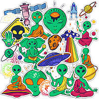 Набор виниловых наклеек (стикеров) от Lex Altern (Зона 51, инопланетяне, медитация, НЛО, буддизм, монах,