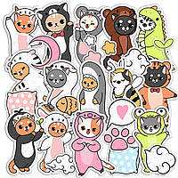 Набір вінілових наклейок (стікерів) від Lex Altern (Симпатичні кошенята, кігурумі, подушки, смішні костюми, миша, ведмедя,