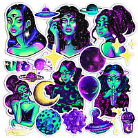 Набор виниловых наклеек (стикеров) от Lex Altern (Триппи девушка, инопланетная, космическая, НЛО, магическая,