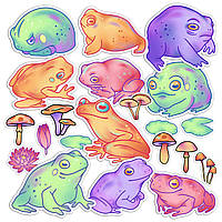 Набор виниловых наклеек (стикеров) от Lex Altern (Смешные лягушки, громкая жаба, красочные, экзотическая,