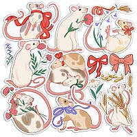 Набір вінілових наклейок (стікерів) від Lex Altern (Чарівні щури, милі миші, польові квіти, лук, стрічка, Колос)