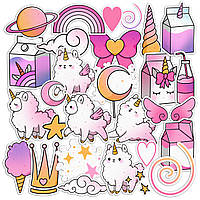 Набор виниловых наклеек (стикеров) от Lex Altern (Лама единорог, сладкая, розовый, милый единорог, радужная,