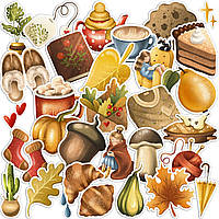 Набор виниловых наклеек (стикеров) от Lex Altern (Осеннее настроение, белый гриб, желуди, листва, груша,