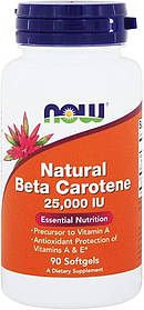 Натуральний бета-каротин (Natural Beta Carotene) 7500 мкг (25 000 МЕ) NOW Foods 90 капсул