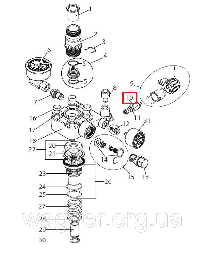 Клапан сброса давления (в т.ч. поз. 11) на Wagner SF 23 Pro - фото 5 - id-p1677564878