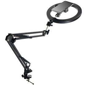 Тримач для телефону на стіл з кільцевим світлом 30 див.(набір для зйомки flatlay)