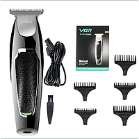 Машинка для стрижки волос аккумуляторная VGR V-030 USB Профессиональная беспроводная 5 насадок