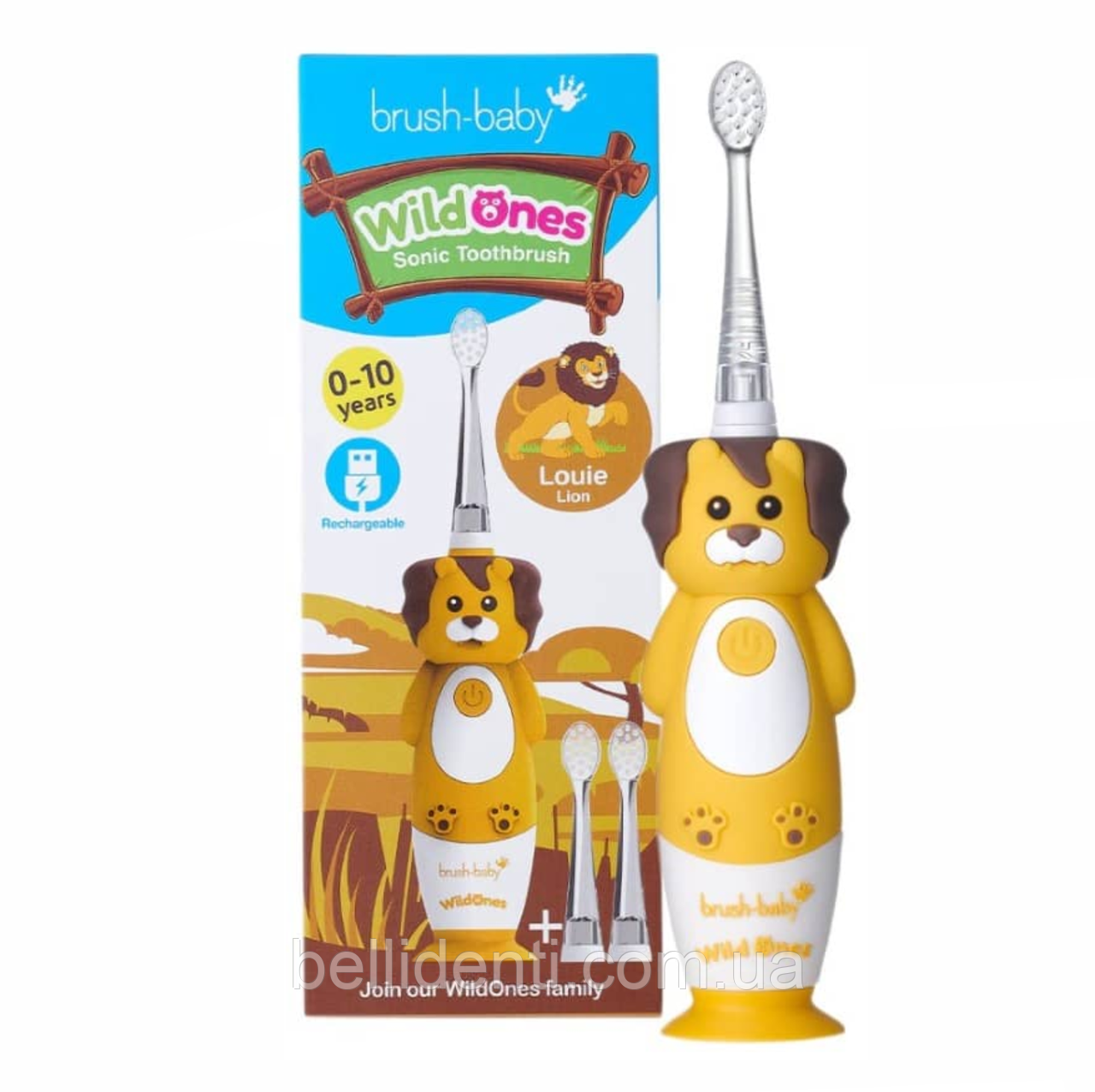 Звукова зубна щітка Brush Baby WildOnes Sonic (від 0 до 10 років) Лев