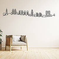 Вінілові інтер'єрні наклейки декор на стіну та шпалери "Місто (контури будинків та дерев)" з оракалу