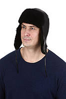 Мужская шапка-ушанка из натурального меха черная
