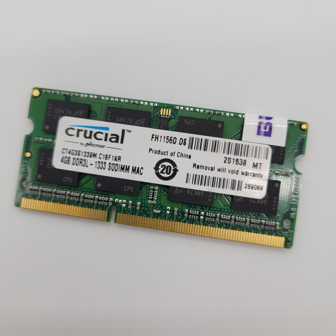 Оперативна пам'ять для ноутбука Crucial SODIMM DDR3L 4Gb 1333MHz 10600S CL9 (CT4G3S1339M.C16F1KR) Б/В