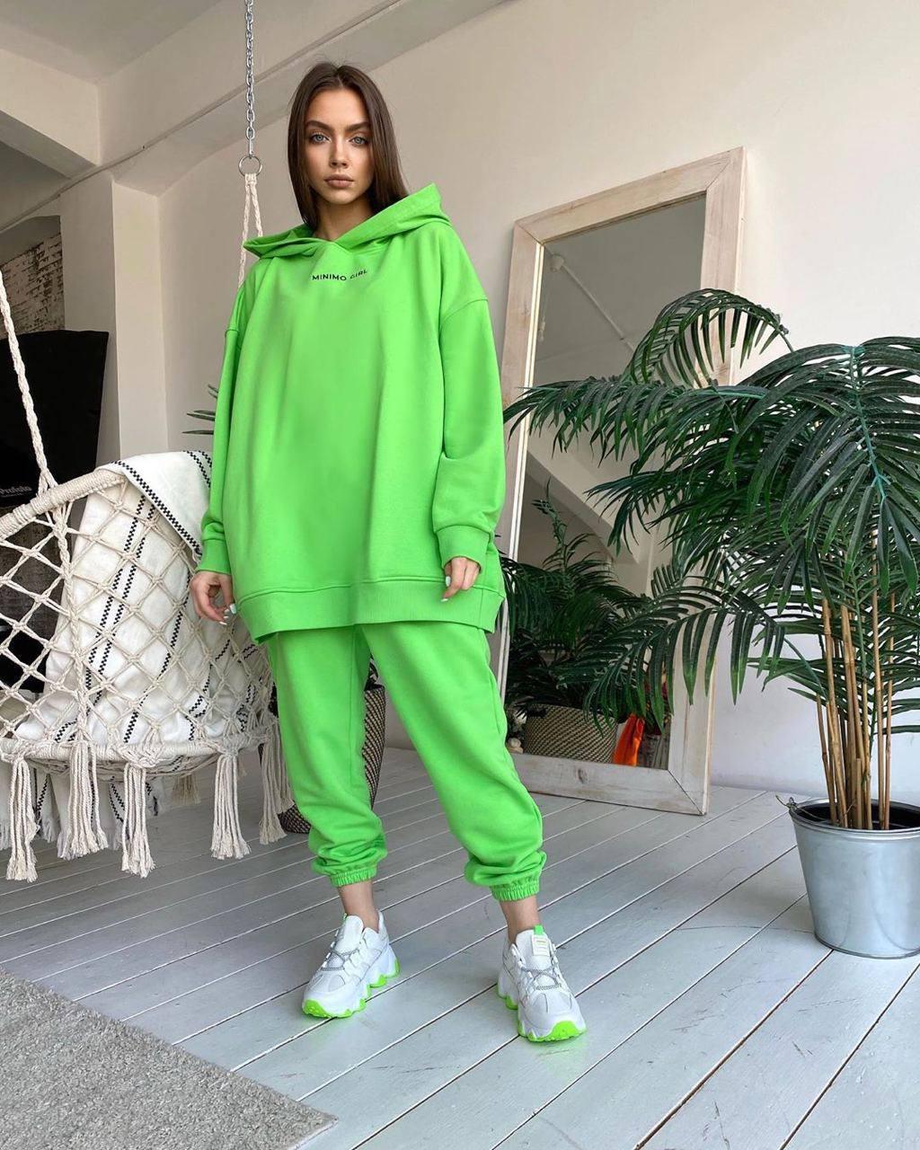 Крутий теплий жіночий костюм MINIMO GIRL вільна кофта та штани на флісі, фото 1