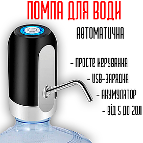 Помпа для води Automatice Water Dispenser із USB зарядкою акумуляторна Чорна