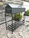 Мангал-барбекю на 15 шампурів на дровниці, 4 мм з кришкою + столик + решітка гриль, фото 2