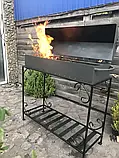 Мангал-барбекю на 15 шампурів на дровниці, 4 мм з кришкою + столик + решітка гриль, фото 7