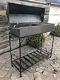 Мангал-барбекю на 15 шампурів на дровниці, 4 мм з кришкою + столик + решітка гриль, фото 3