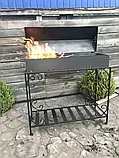 Мангал-барбекю на 15 шампурів на дровниці, 4 мм з кришкою + столик + решітка гриль, фото 6